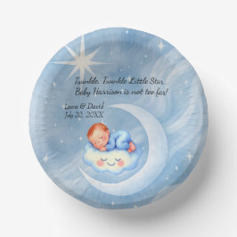 Baby Boy Shower Nodig Moonlight Stars Waterverf ui Papieren Kommen