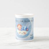 Baby Boy Shower Nodig Moonlight Stars Waterverf ui Porselein Kop (Voorkant)