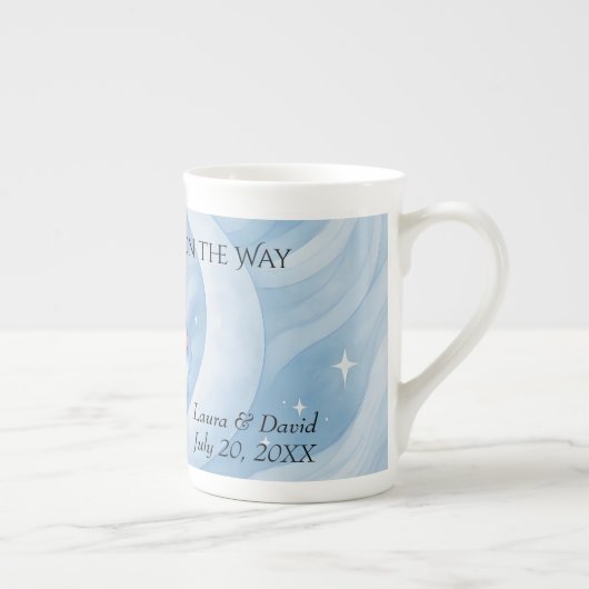 Baby Boy Shower Nodig Moonlight Stars Waterverf ui Porselein Kop (Rechts)