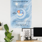 Baby Boy Shower Nodig Moonlight Stars Waterverf ui Poster (Thuiskantoor)
