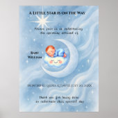 Baby Boy Shower Nodig Moonlight Stars Waterverf ui Poster (Voorkant)