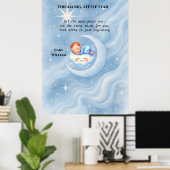 Baby Boy Shower Nodig Moonlight Stars Waterverf ui Poster (Thuiskantoor)
