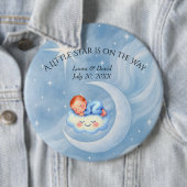 Baby Boy Shower Nodig Moonlight Stars Waterverf ui Ronde Button 6,0 Cm (In situ)