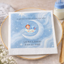 Baby Boy Shower Nodig Moonlight Stars Waterverf ui