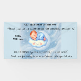 Baby Boy Shower Nodig Moonlight Stars Waterverf ui Spandoek