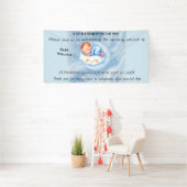 Baby Boy Shower Nodig Moonlight Stars Waterverf ui Spandoek (Insitu)