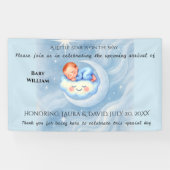 Baby Boy Shower Nodig Moonlight Stars Waterverf ui Spandoek (Horizontaal)