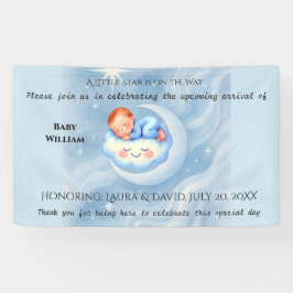 Baby Boy Shower Nodig Moonlight Stars Waterverf ui Spandoek