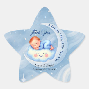 Baby Boy Shower Nodig Moonlight Stars Waterverf ui Ster Sticker