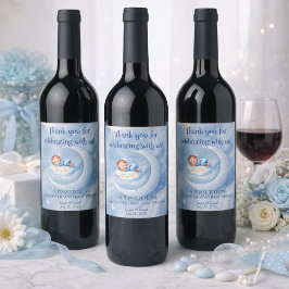 Baby Boy Shower Nodig Moonlight Stars Waterverf ui Wijn Etiket
