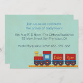 Baby Boy Shower nodigt uit: Gele, rode en blauwe t Kaart (Voorkant / Achterkant)