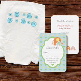 Baby Boy Shower Olifanten Luierspel Informatiekaartje