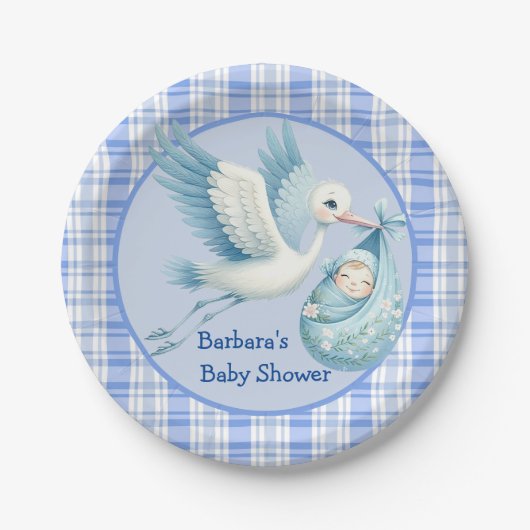Baby Boy Shower Papieren Bordje (Voorkant)