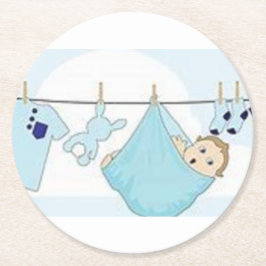 BABY BOY SHOWER/PARTY SPULLEN RONDE KARTONNEN ONDERZETTER