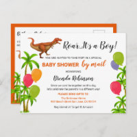 Baby Boy Shower Per Post Roar Jungle Dinosaur
