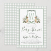 Baby Boy Shower Preppy Dog Southern Green Gingham Kaart (Voorkant / Achterkant)