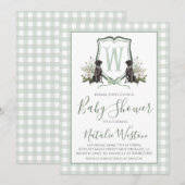 Baby Boy Shower Preppy Dog Southern Green Gingham Kaart (Voorkant / Achterkant)