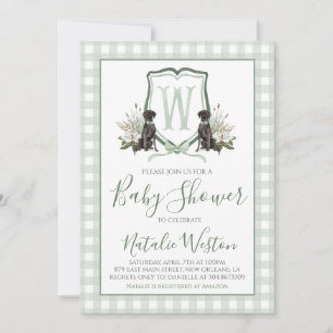 Baby Boy Shower Preppy Dog Southern Green Gingham Kaart