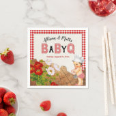 Baby Boy Shower Red Gingham Baby Q Barbeque Servet (Insitu)
