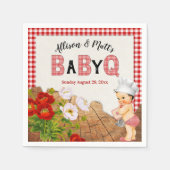 Baby Boy Shower Red Gingham Baby Q Barbeque Servet (Voorkant)
