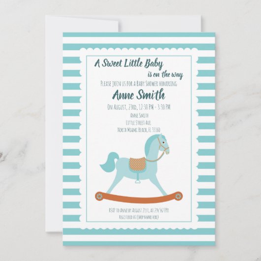 Baby boy Shower rocpaard Invitation Kaart (Voorkant)