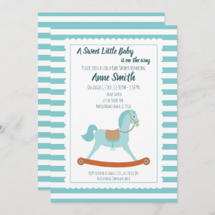 Baby boy Shower rocpaard Invitation Kaart