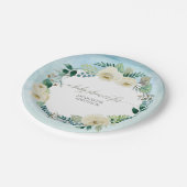 Baby Boy Shower Rustic Krans Blauw w Ivoor Rozen Papieren Bordje (Gekanteld)