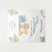 Baby Boy Shower Safari Animals Backdrop Sign Wandkleed (Voorkant (horizontaal))