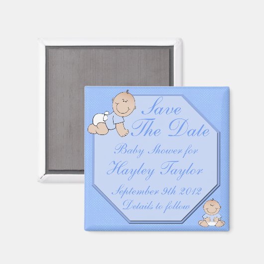 Baby Boy Shower Save The Date Magnet (Voorkant / Achterkant)