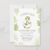 Baby Boy Shower Schattigee dinosaurus komt binnenk Kaart (Voorkant)