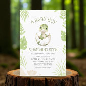Baby Boy Shower Schattigee dinosaurus komt binnenk Kaart
