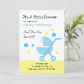 Baby Boy Shower Stroller Uitnodiging (Staand voorkant)