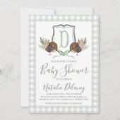 Baby Boy Shower Turkije Zuidelijk Groene Gingham Kaart (Voorkant)
