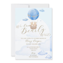 Baby Boy Shower Uitnodiging Blauw Beer Thema