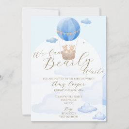 Baby Boy Shower Uitnodiging Blauw Beer Thema