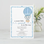Baby Boy Shower Uitnodiging Blauwe Olifant (Staand voorkant)