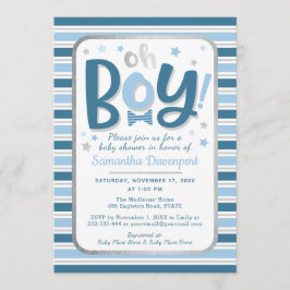 Baby Boy Shower-uitnodiging | Blauwe strepen Kaart