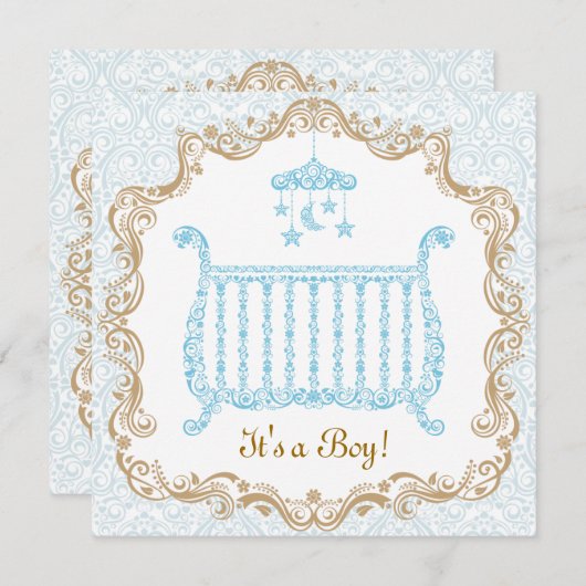 Baby Boy Shower-uitnodiging Kaart (Voorkant / Achterkant)