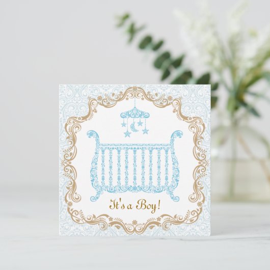 Baby Boy Shower-uitnodiging Kaart (Staand voorkant)