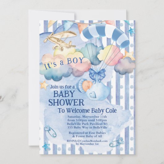 Baby Boy Shower-uitnodiging Kaart (Voorkant)
