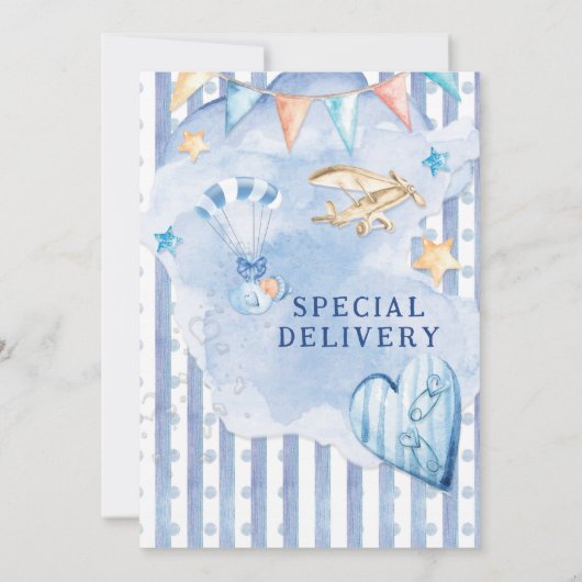 Baby Boy Shower-uitnodiging Kaart (Achterkant)