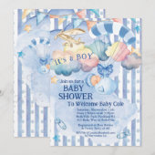 Baby Boy Shower-uitnodiging Kaart (Voorkant / Achterkant)