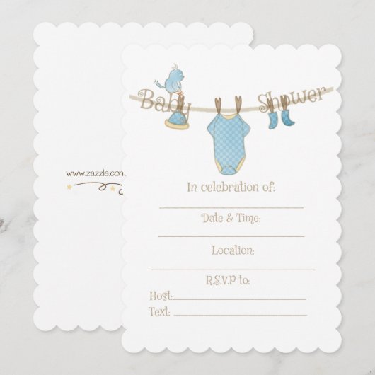 Baby Boy Shower-uitnodiging Kaart (Voorkant / Achterkant)