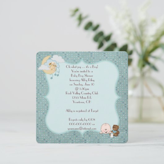 Baby Boy Shower-uitnodiging Kaart (Staand voorkant)