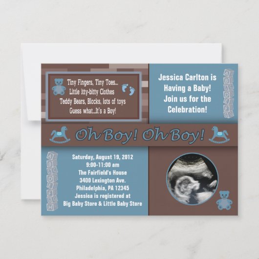 Baby Boy Shower-uitnodiging Kaart (Voorkant)