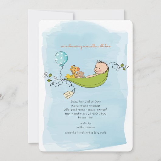 Baby Boy Shower-uitnodiging Kaart (Voorkant)