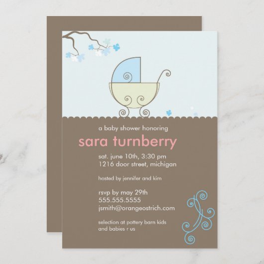 Baby Boy Shower-uitnodiging Kaart (Voorkant / Achterkant)