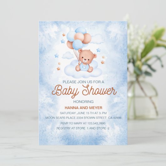 Baby Boy Shower-uitnodiging Kaart (Staand voorkant)