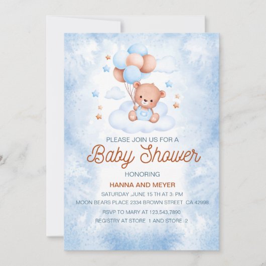 Baby Boy Shower-uitnodiging Kaart (Voorkant)