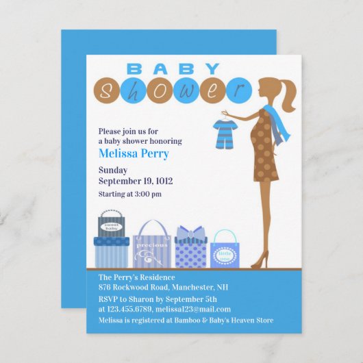 Baby Boy Shower-uitnodiging Kaart (Voorkant / Achterkant)